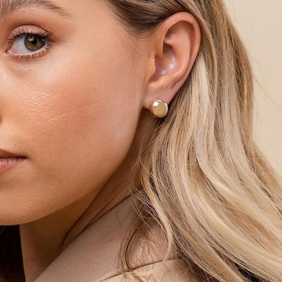 Gold ball huggie earrings - Picture 1 of 4